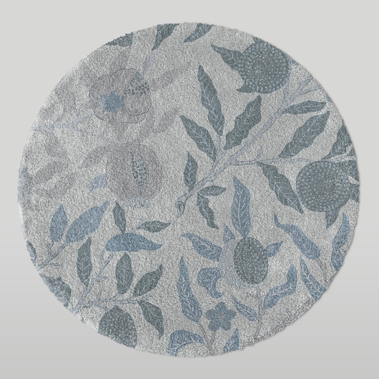 PSD gray floral pattern rounded shape floor carpet