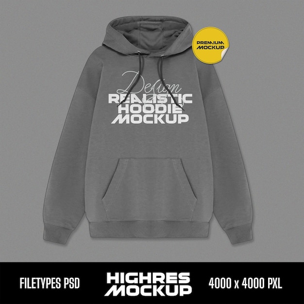 Gray Hoodie Mockup PSD шаблон для дизайна и брендинга в Photoshop