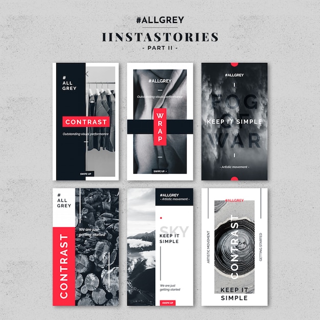 PSD gray instagram story template kit