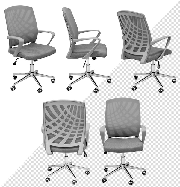 Gray office chair. Isolated from the background. View from different sides
