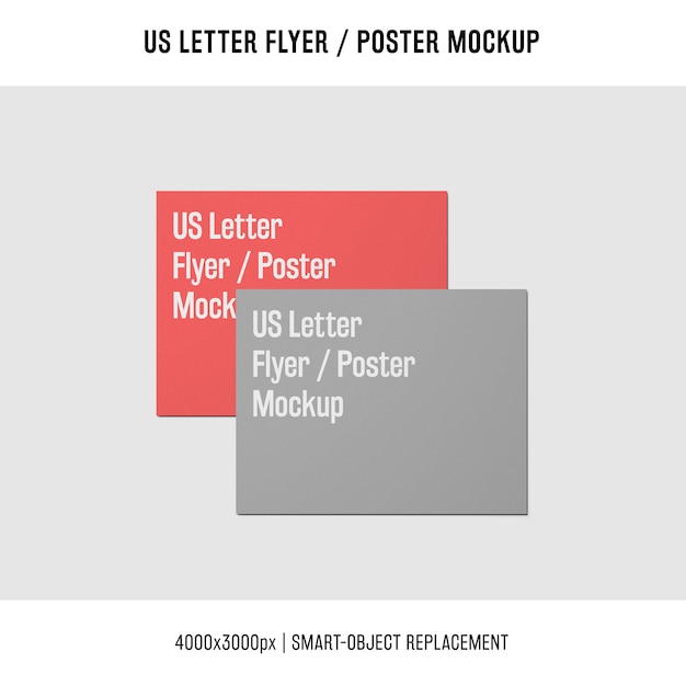gray and red us letter flyer or poster mockups