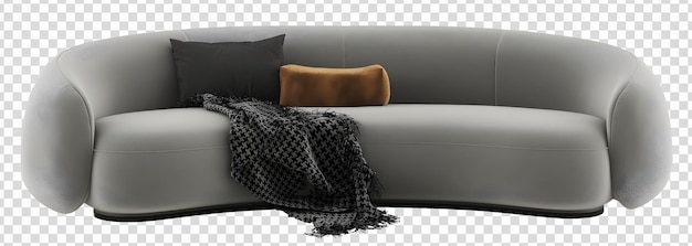 PSD gray rounded sofa and pillow transparent