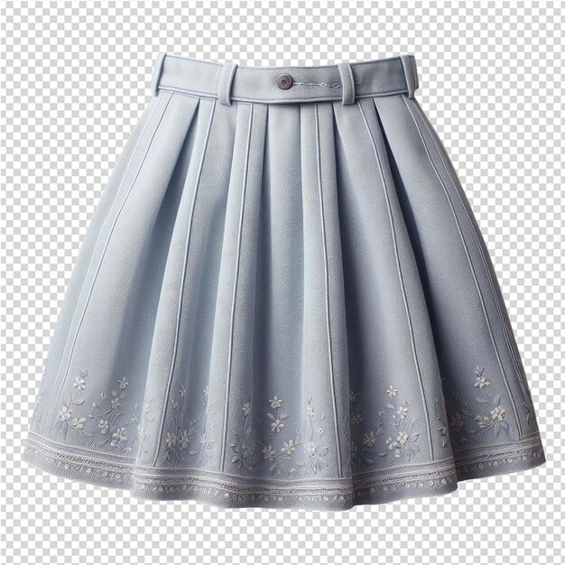 A gray skirt with a silver buckle