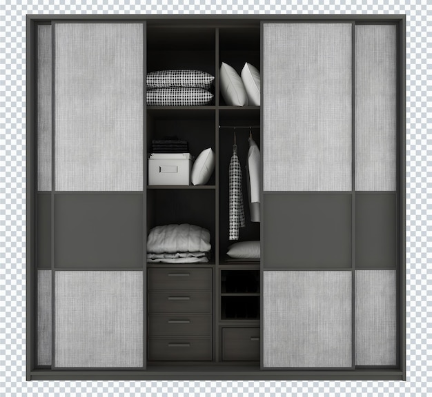 Gray sliding doors wardrobe transparent