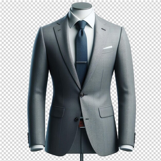 PSD a gray suit with a tie on it and a tie on the front