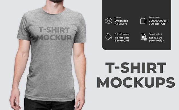 PSD gray t-shirt mockup