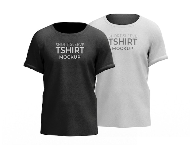 A gray t shirt with the words short sleeve t shirt on it psd tshirt mockup