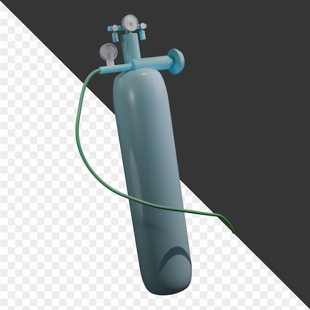 a gray tube with a green cord attached to it