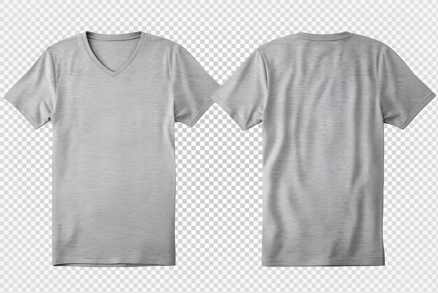 Gray v neck cut out tshirt mockup on transparent background generative ai