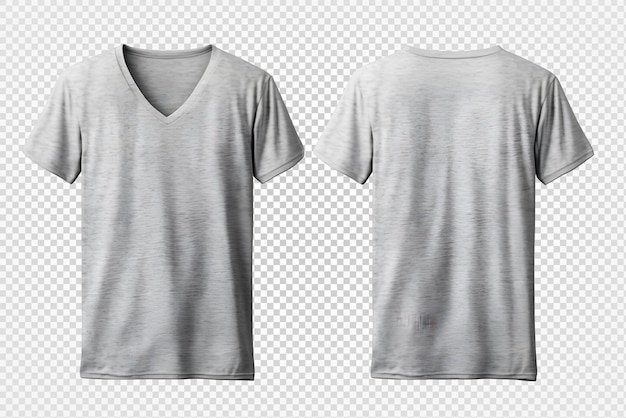 PSD gray v neck cut out tshirt mockup on transparent background generative ai