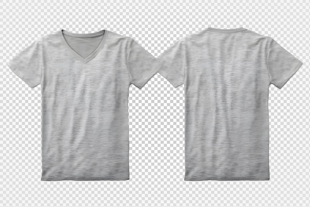 Gray v neck cut out tshirt mockup on transparent background generative ai