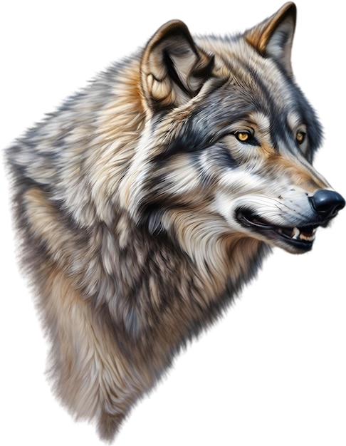 PSD gray wolf coloredpencil sketch of gray wolf