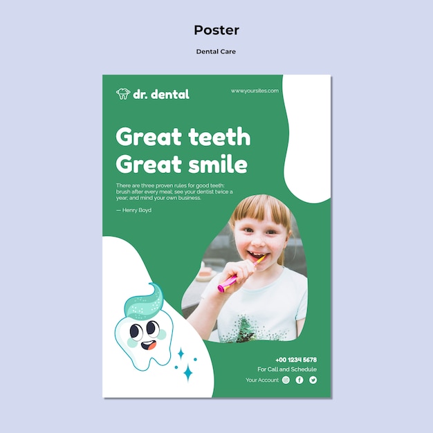 Great teeth and smile poster template