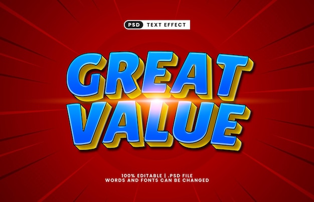 great value editable text effect with a discount and sale text style