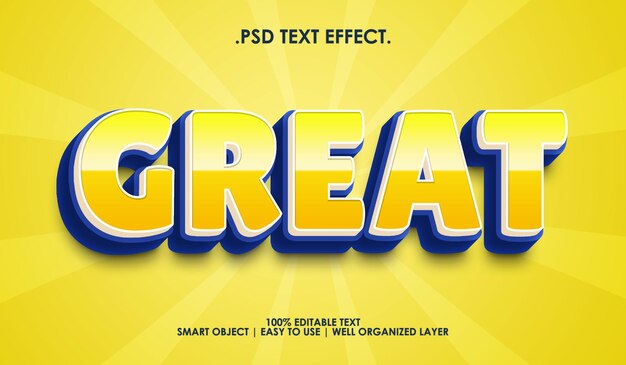 PSD great yellow blue 3d text style effect