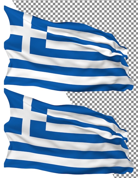 PSD grecka flaga fala izolowana zwykła tekstura uderzenia przezroczysty tło rendering 3d