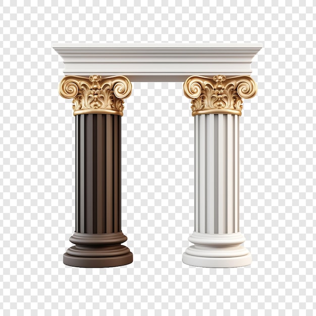PSD grecki łuk kolumny z klasycznym podwójnym schematem kolorów wyizolowanym na przezroczystym tle
