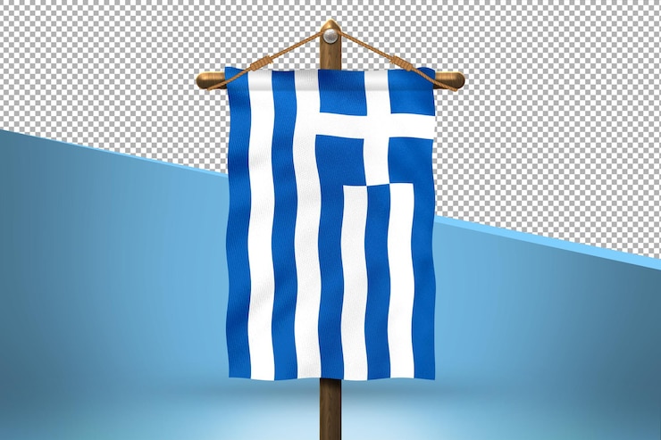 PSD ギリシャのハングフラッグデザインの背景