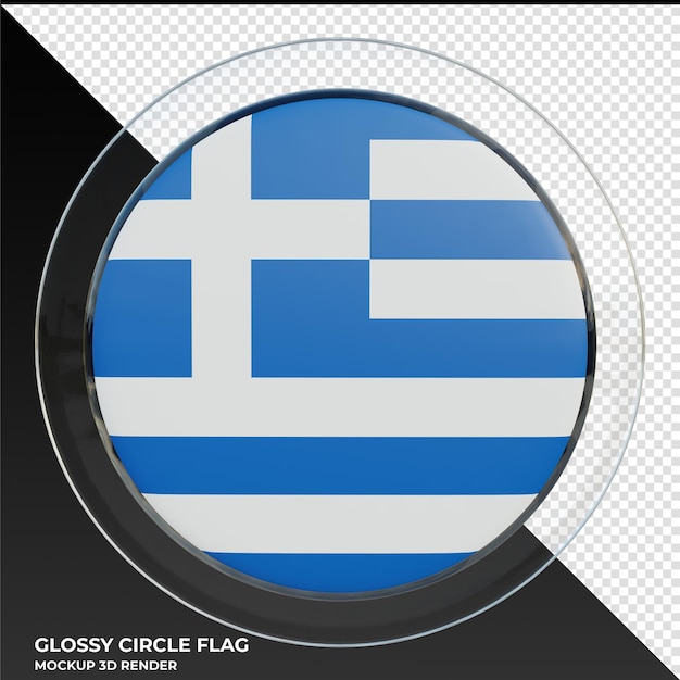 PSD greece realistic 3d textured glossy circle flag