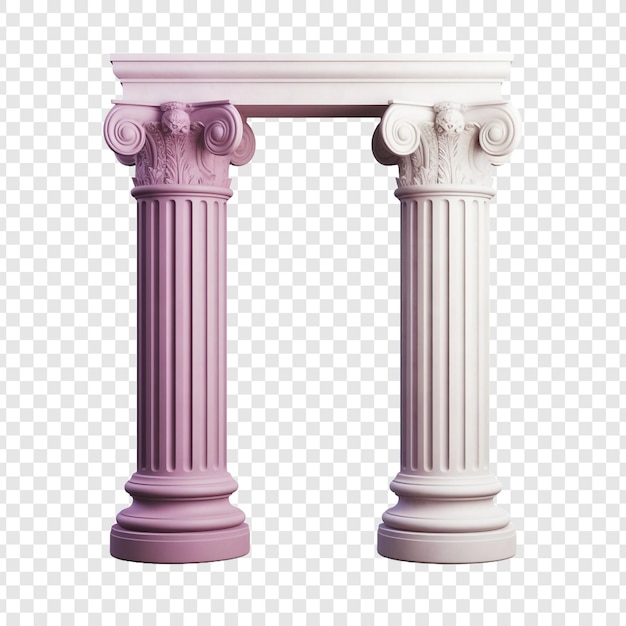 Arco di colonne greche con un classico schema a doppio colore isolato su uno sfondo trasparente