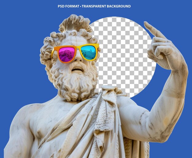 PSD greek statue colorful sunglasses