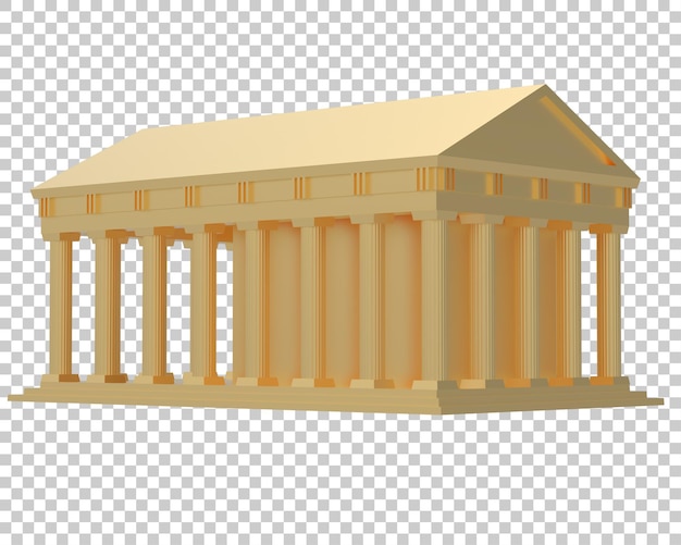 PSD tempio greco isolato su sfondo trasparente 3d rendering illustrazione