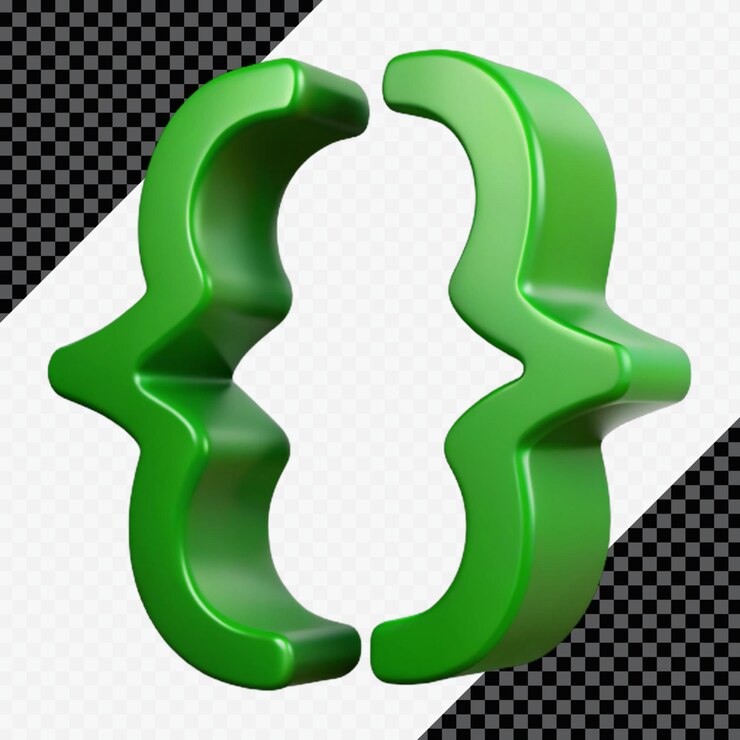 PSD green 3d braces symbol rendered on transparent background