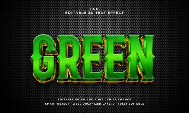 Green 3d editable psd text effect style with background