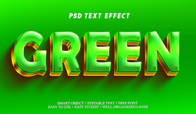 Green 3d editable psd text effect