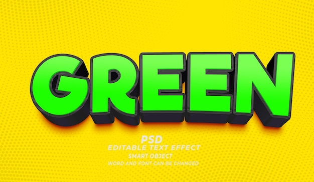 Green 3d editable text effect photoshop psd style