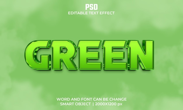 PSD green 3d editable text effect premium psd with background