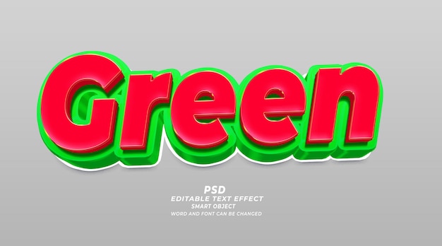 Modello di photoshop psd effetto testo modificabile 3d verde