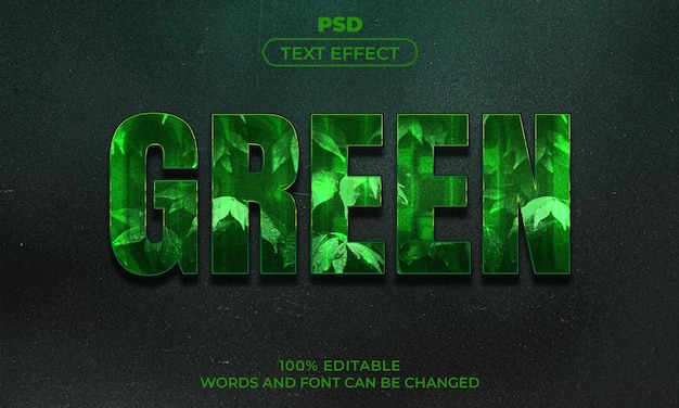 PSD stile effetto testo modificabile 3d verde con sfondo