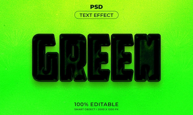 PSD stile effetto testo modificabile 3d verde con sfondo