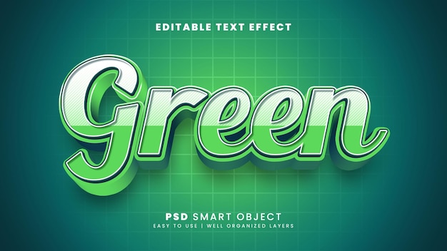 Green 3d editable text effect template