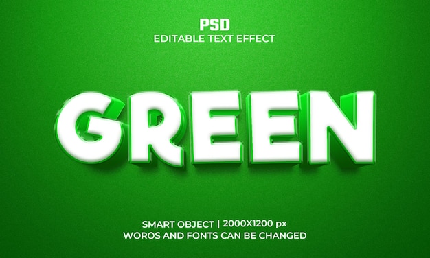 Green 3d editable text effect