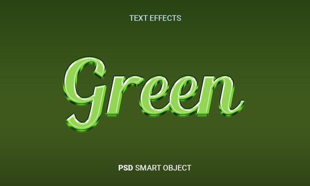 PSD green 3d editable text style effect