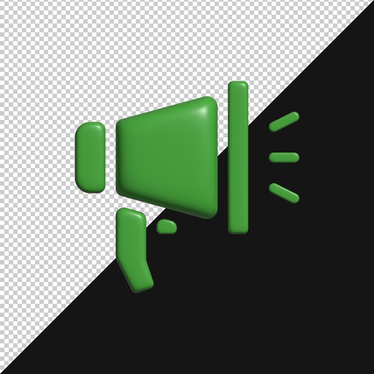 PSD green 3d megaphone icon perfect for announcements and marketing