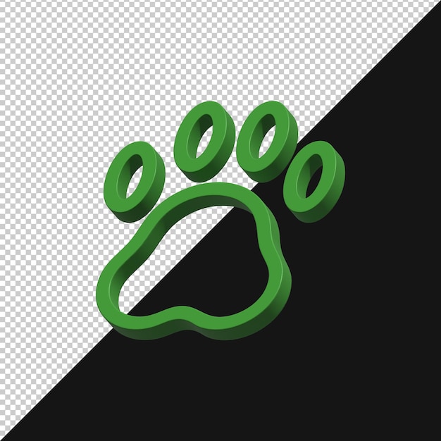 Green 3D Paw Print Icon