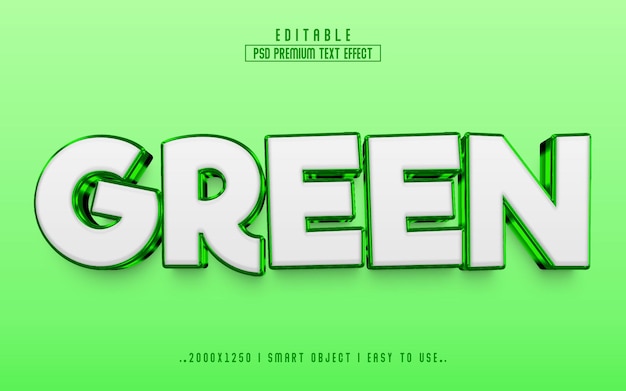 Green 3D premium editable text effect style with background