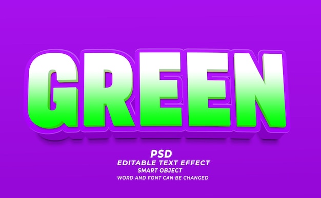 Green 3d psd editable text effect