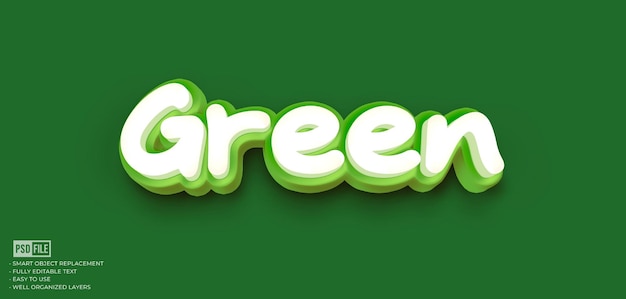 PSD green 3d style text effect template