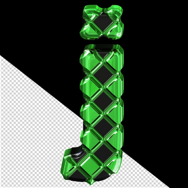 Green 3d symbol made of rhombuses letter j