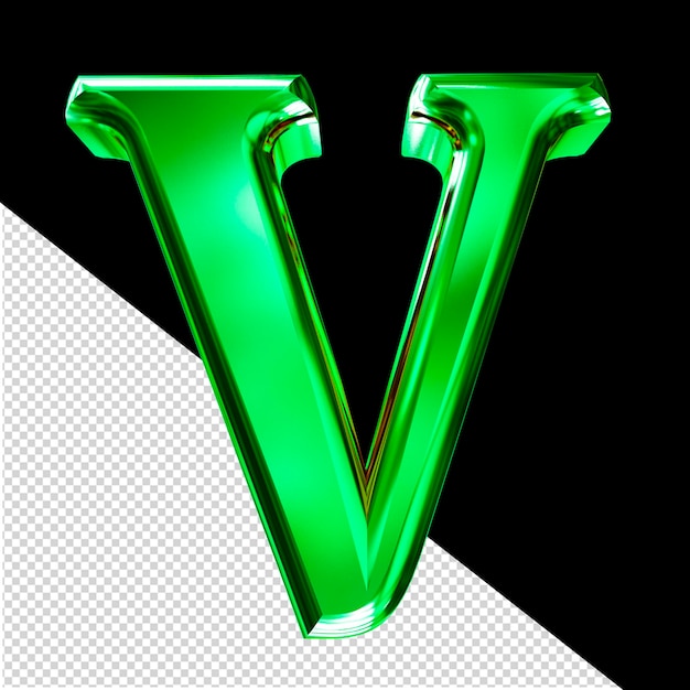 Green 3d symbol with bevel letter v