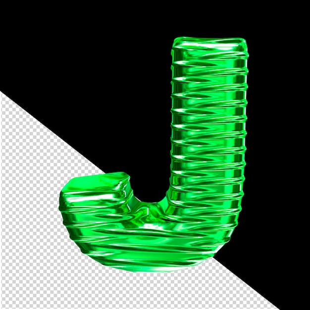 PSD green 3d symbol with ribbed horizontal letter j