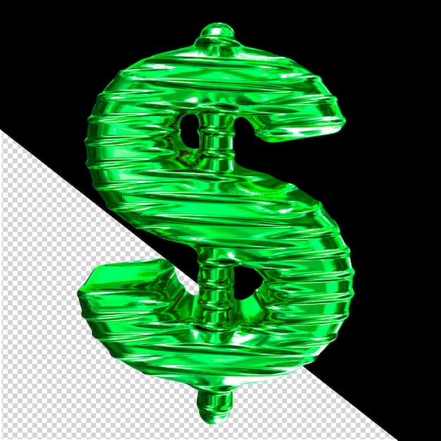 Green 3d symbol with ribbed horizontal