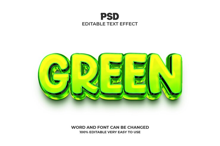 Green 3d text effect photoshop