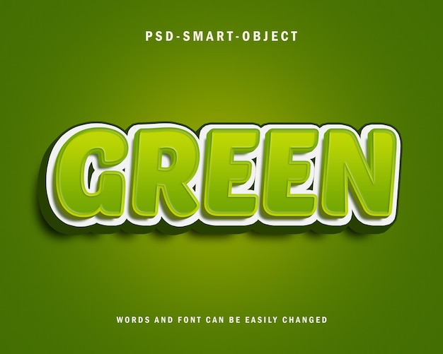 Green 3d text effect