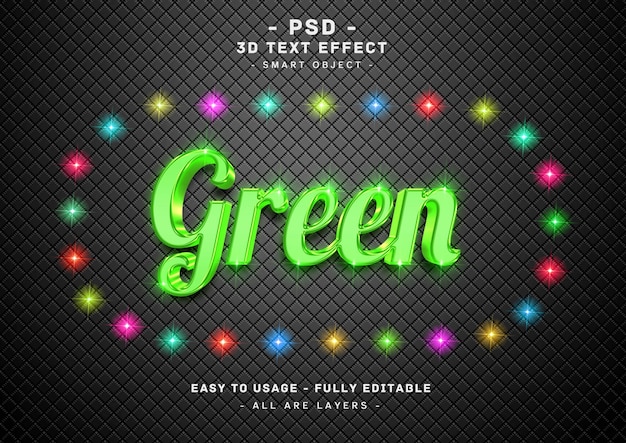 Green 3d text style effect