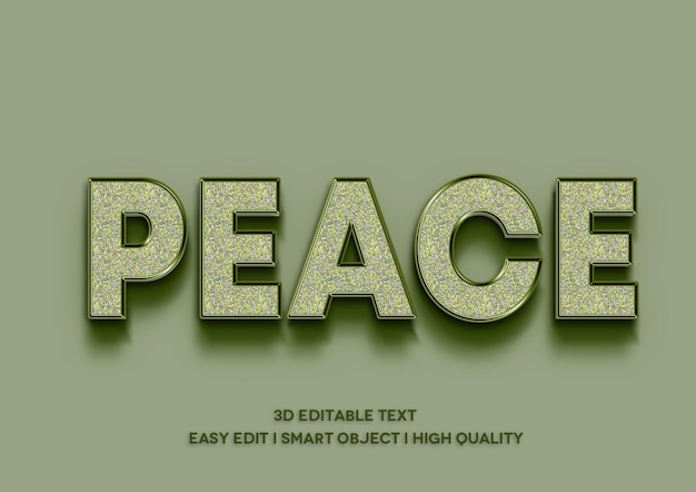 Green 3d text with the word peace in the middle